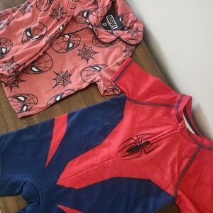 Marvel Spider-Man Kids Swimsuit And Pajamas - Red and Navy